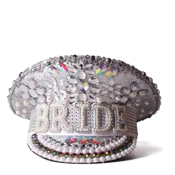 Bride rhinestone bling bedazzled bachelorette party hat