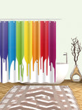 Dripping color paint shower curtain with 12 hooks