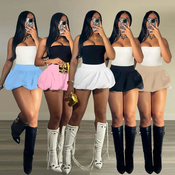 Ladies “it girl” mini ruffle puff skirt