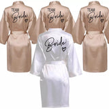 Bride team bride luxury satin wedding bachelorette robe braidemaids gift