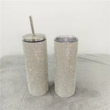 Rhinestone bling insulated metal straw coffee drink tumbler cups