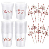 Bride team bride cups and straws bridal shower party decorations