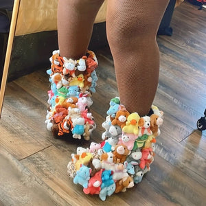 trendy celeb custom cartoon 3d stuffed animal teddy bear fashion boots shoes