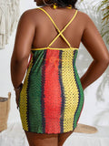 Rasta island style 2 piece bikini set with bikini coverup