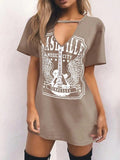 Women distressed rockstar cutout tshirt dress