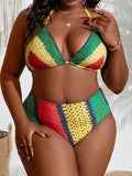 Rasta island style 2 piece bikini set with bikini coverup