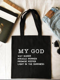 Spiritual journey God faith tote handbag