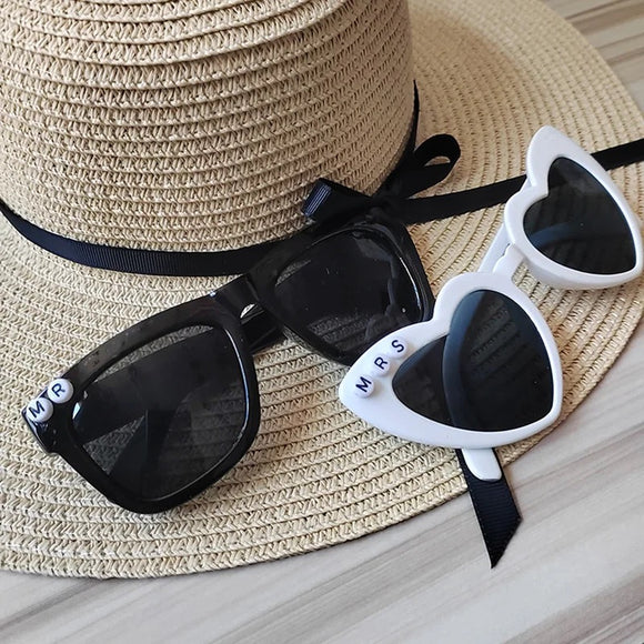 Mr & Mrs wedding bachelorette party honeymoon matching sunglasses bucket hat