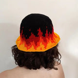 Retro fire crochet bucket hat