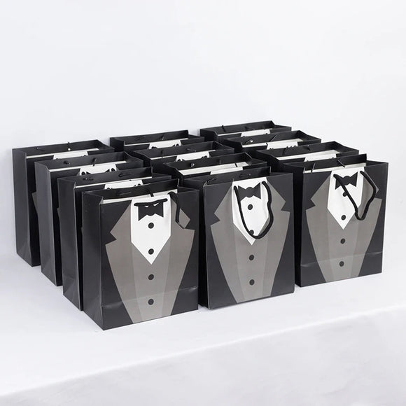 5pcs Wedding Groomsmen Father Birthday Anniversary Tuxedo Gift Favor Bags