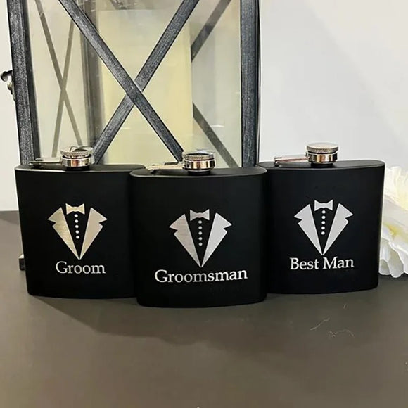 Grooms groomsman best man drinking flask wedding gift