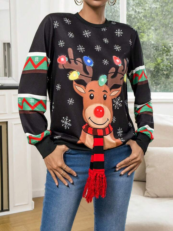 Women reindeer 3d Christmas sweatshirt sweater