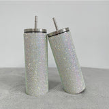 Rhinestone bling insulated metal straw coffee drink tumbler cups