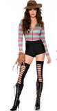 Women Fiesty Freddy Krueger Horror Movie Halloween Costume