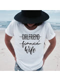 Boyfriend fiancé husband girlfriend fiancé wife print text graphic tshirt