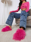 Women y2k extra fluffy Fuzzy comfy slides slippers