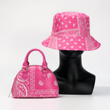 Ladies bandana paisley design bucket hat handbag set