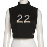 Ladies turtle neck cutout side number 5 crop top