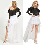 Ladies fashion tutu tulle mesh high low skirt