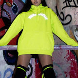 Letter reflective neon oversize hoodie sweatshirt