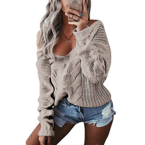 Loose fit off the shoulder fashion sweater top