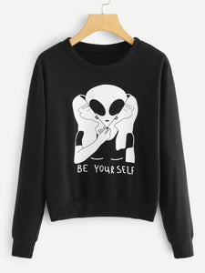 Be yourself alien pullover sweatshirt