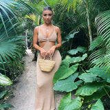 “Bali” vacation summer shimmering cutout maxi dress