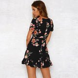 “Love affair” floral ruffle mini day beach dress