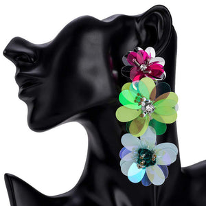 Floral drop statement earrings