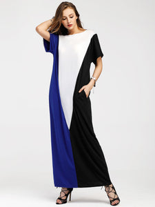 Blue colorblock maxi dress