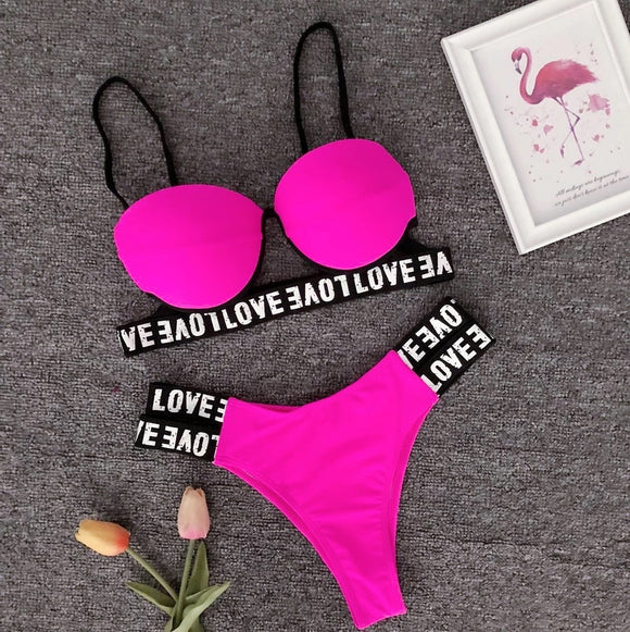 Love letter 2 piece cutout bikini swimsuit