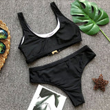 “Secure the bag” cutout buckle 2 piece swimsuit set