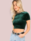 green velvet crop top