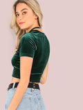 green velvet crop top