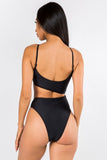 “Sliced” cutout strap monokini 1 piece swimsuit bikini