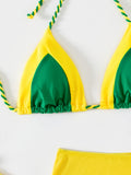 Jamaica Pride Triangle Bikini Swimsuit With Beach Coverup Skirt