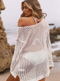 Women boho crochet mesh Cover Up