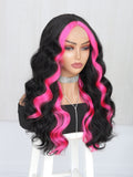 Nicki pink black T Part Lace Long Body Wave Premium Synthetic Wig