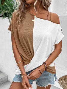 Ladies Two Tone off the shoulder oversize blouse top