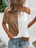 Ladies Two Tone off the shoulder oversize blouse top