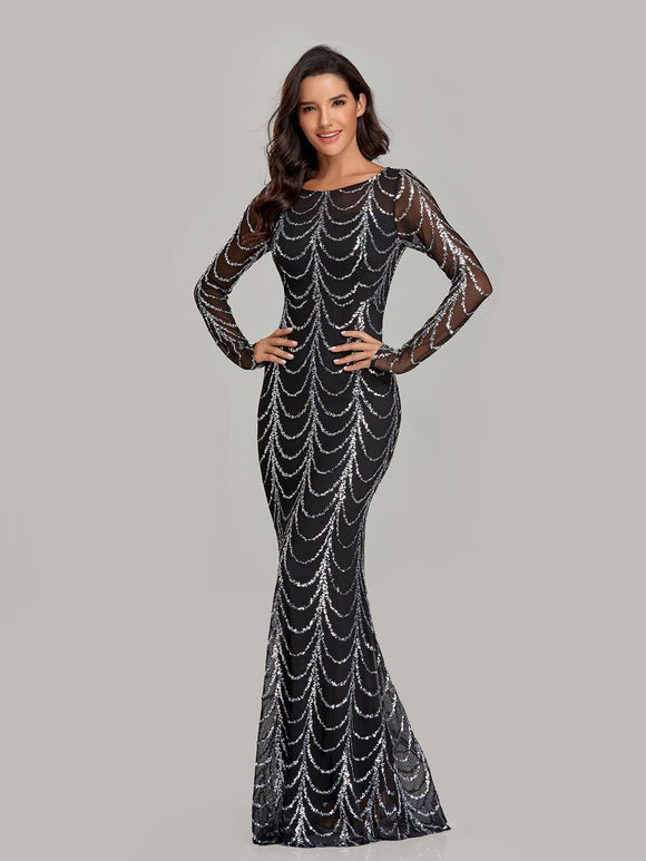 Elegant Sequin Mermaid Formal Evening Dress