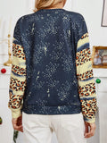 Women tie dye leopard design merry christmas fashion sweater