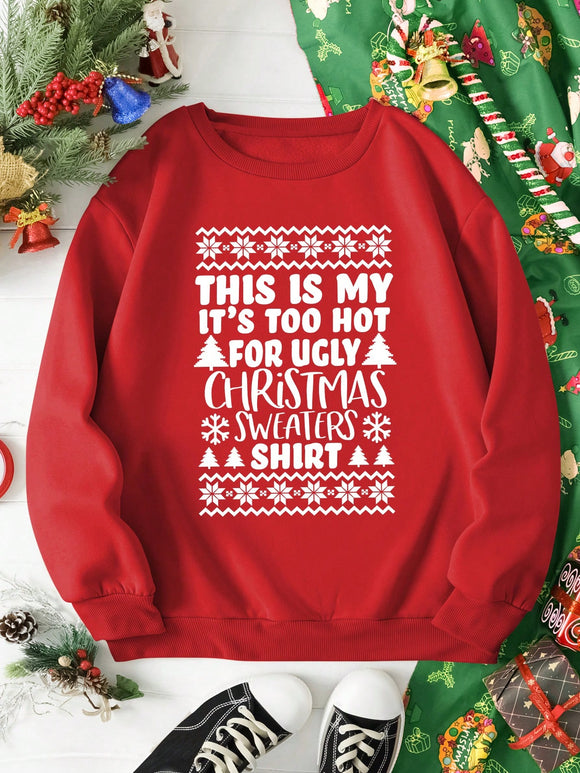 Funny Ugly Christmas Sweater Graphic Print Pullover Sweatshirt