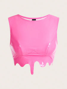 Women melt design latex crop tank top