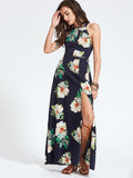 Ladies Floral side split maxi dress