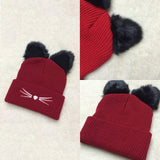3D Cat ears knitted beanie hat