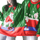 Funny 2 head couples BFF ugly Christmas sweater