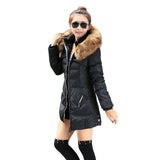 Trendy long bubble warm faux fur hoodie jacket coat