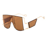 Luxury oversize gold frame clear sunglasses
