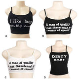 Funny text print tank bralet crop top